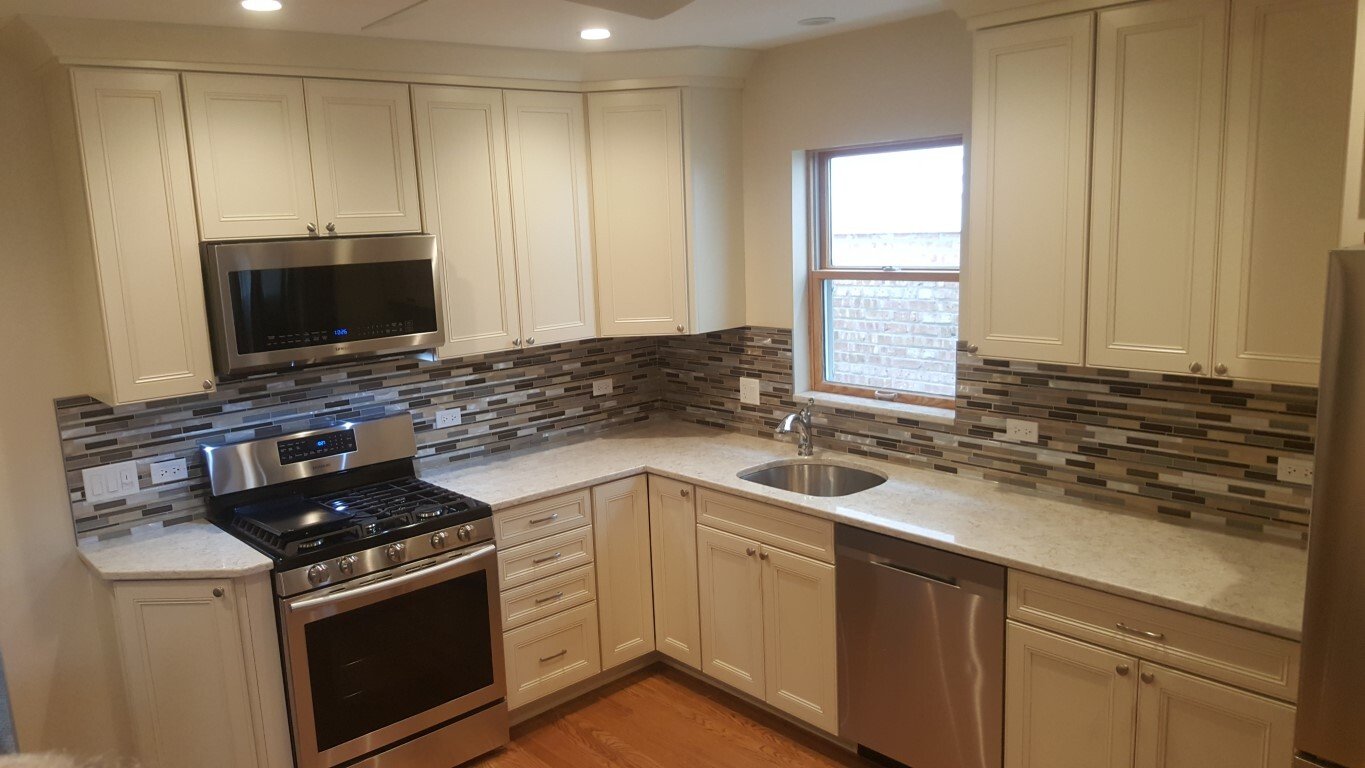 Glass And Marble Mosaic Kitchen Backsplash