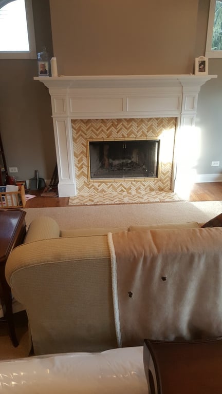 Limestone and Marble Fireplace Surround