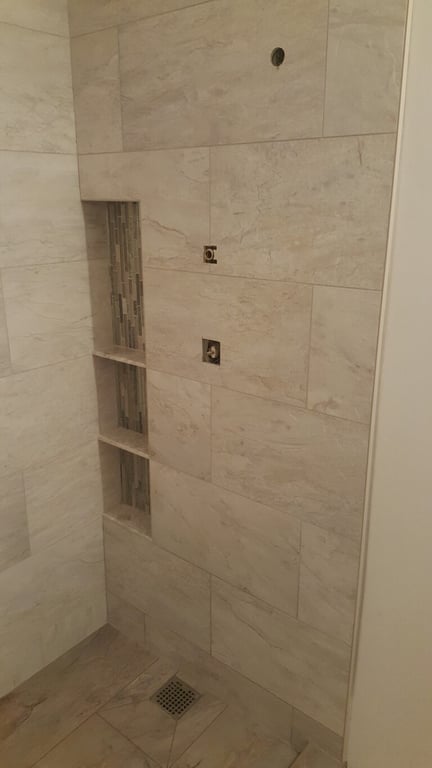 Marble Custom Walkin Shower with Pocket 1